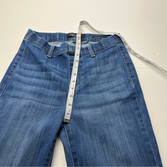 Judy Blue Pull On Super Flare Jeans Pant Womens Size 5 / 27 Blue Stretch Pockets - Picture 8 of 13